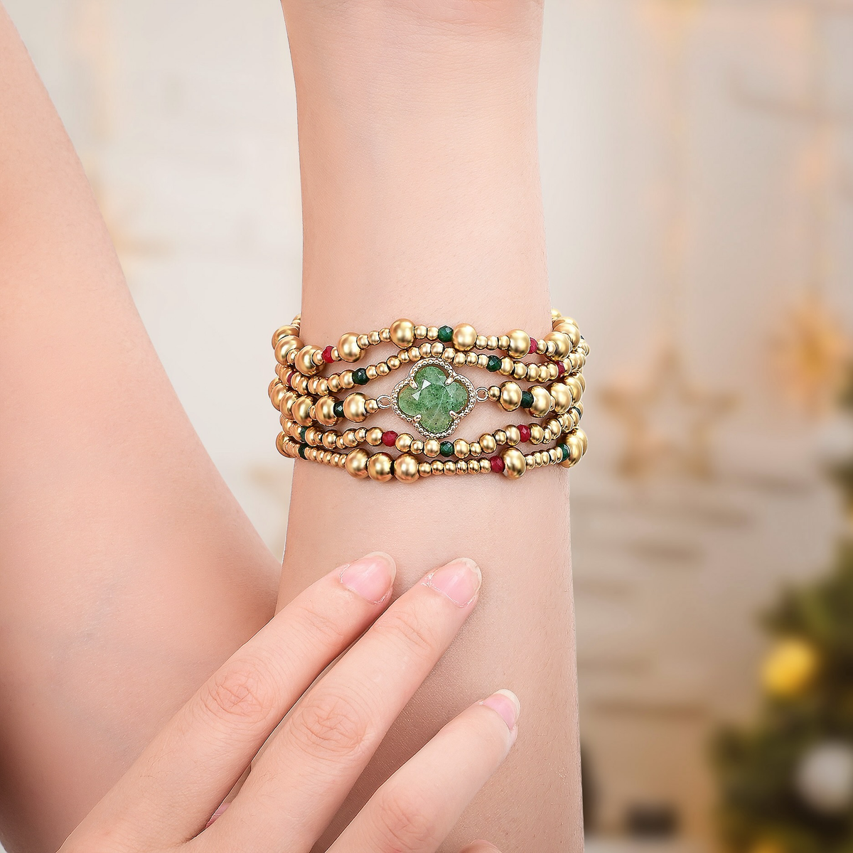 メリークローバー ゴールド ストレッチ Apple Watch ストラップ