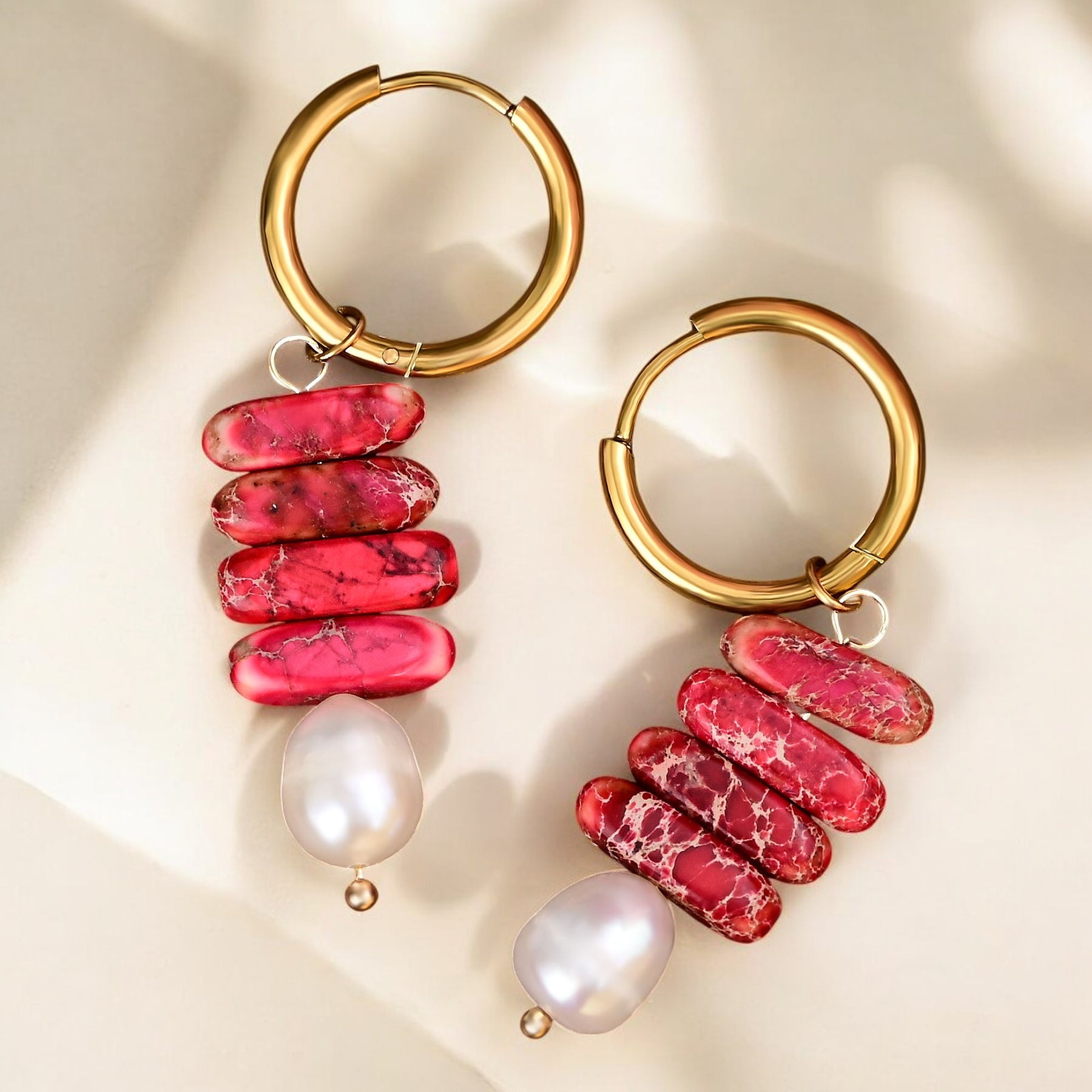 オーシャンブリス パール&ジェイドジャスパー フープドロップス