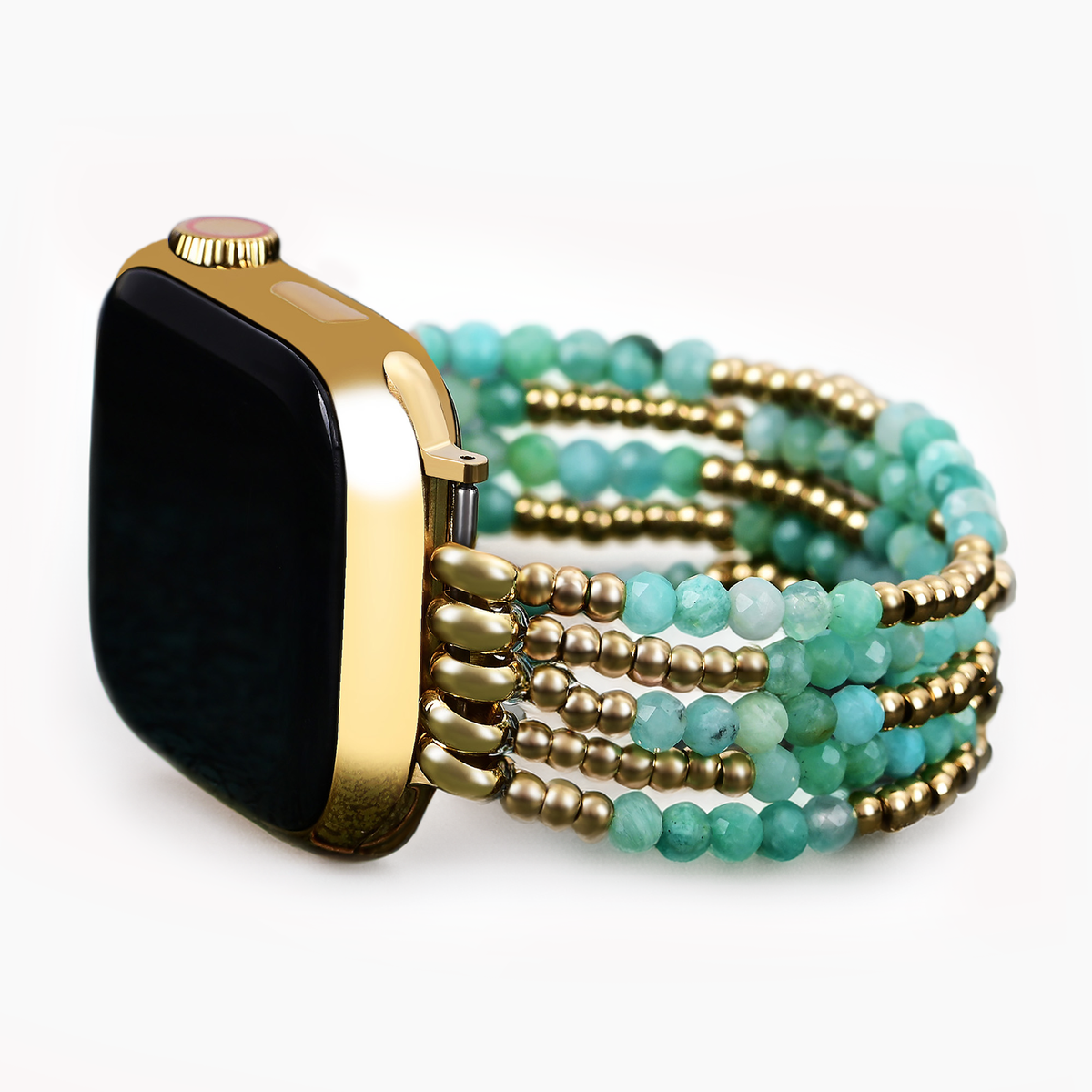 輝くアマゾナイト伸縮性Apple Watchストラップ