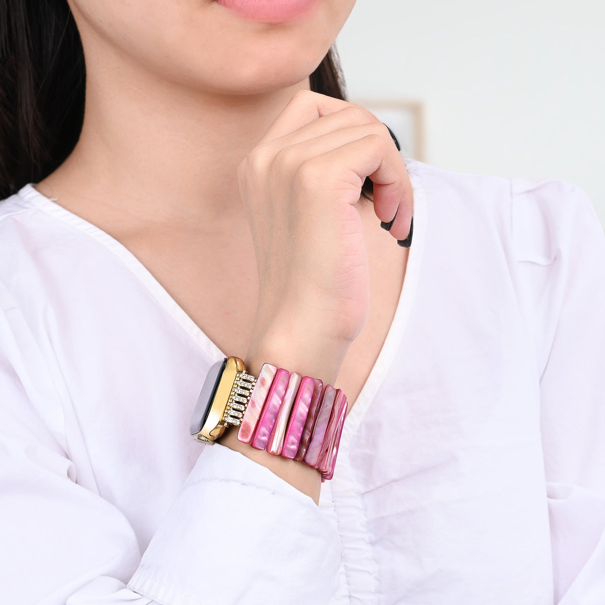 インペリアルオーキッドシェルストレッチ Apple Watch ストラップ