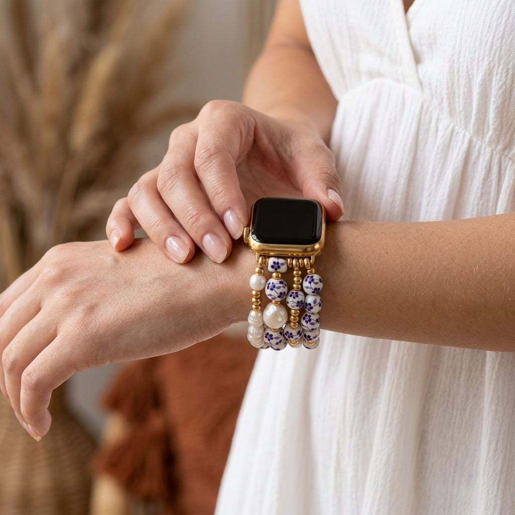 ポーセリンガーデン バイオレットブルーム Apple Watch ストラップ