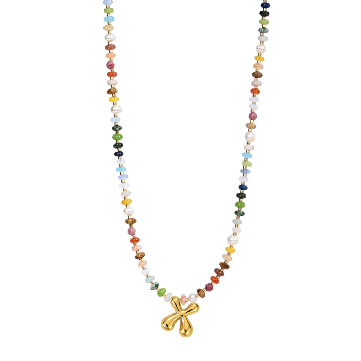 マルチカラーバブルレターネックレス