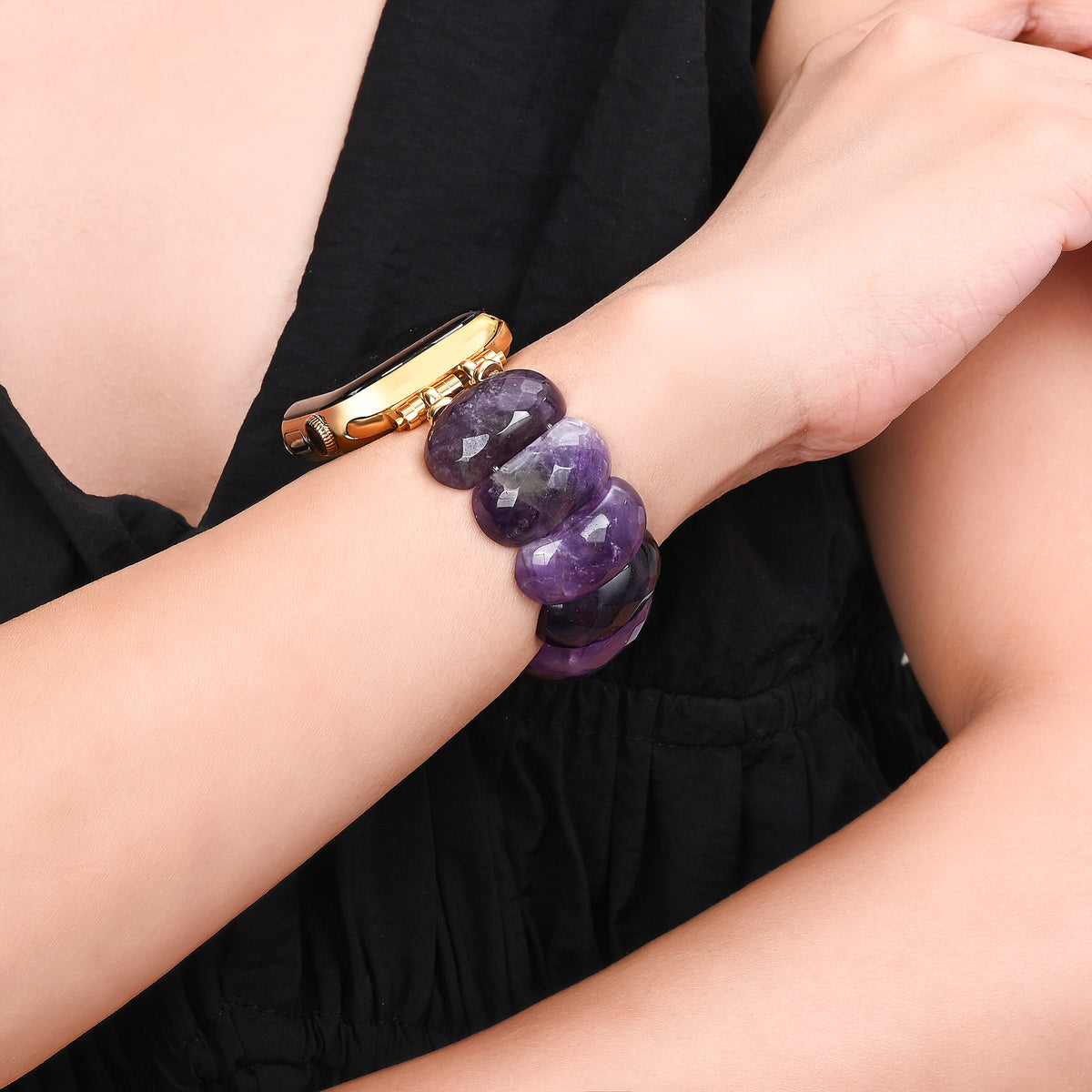 ヒーリングアメジスト保護ストレッチApple Watchストラップ