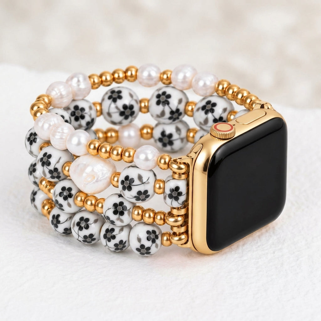 ポーセリンガーデン ミッドナイトブルーム Apple Watch ストラップ