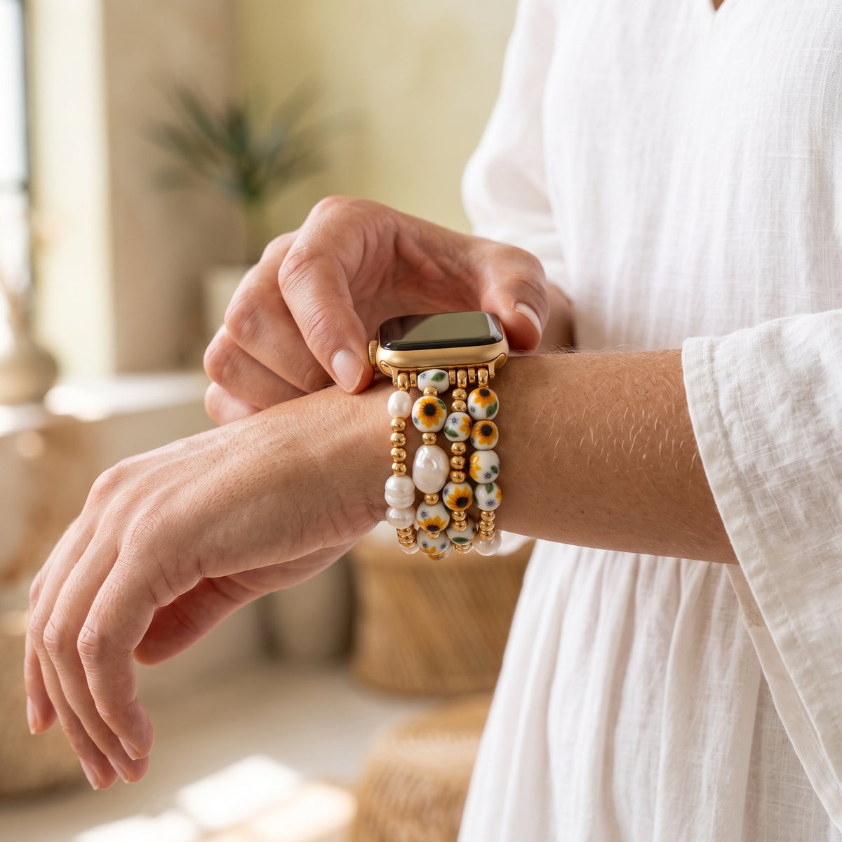 ポーセリンガーデン サンリットブルーム Apple Watch ストラップ