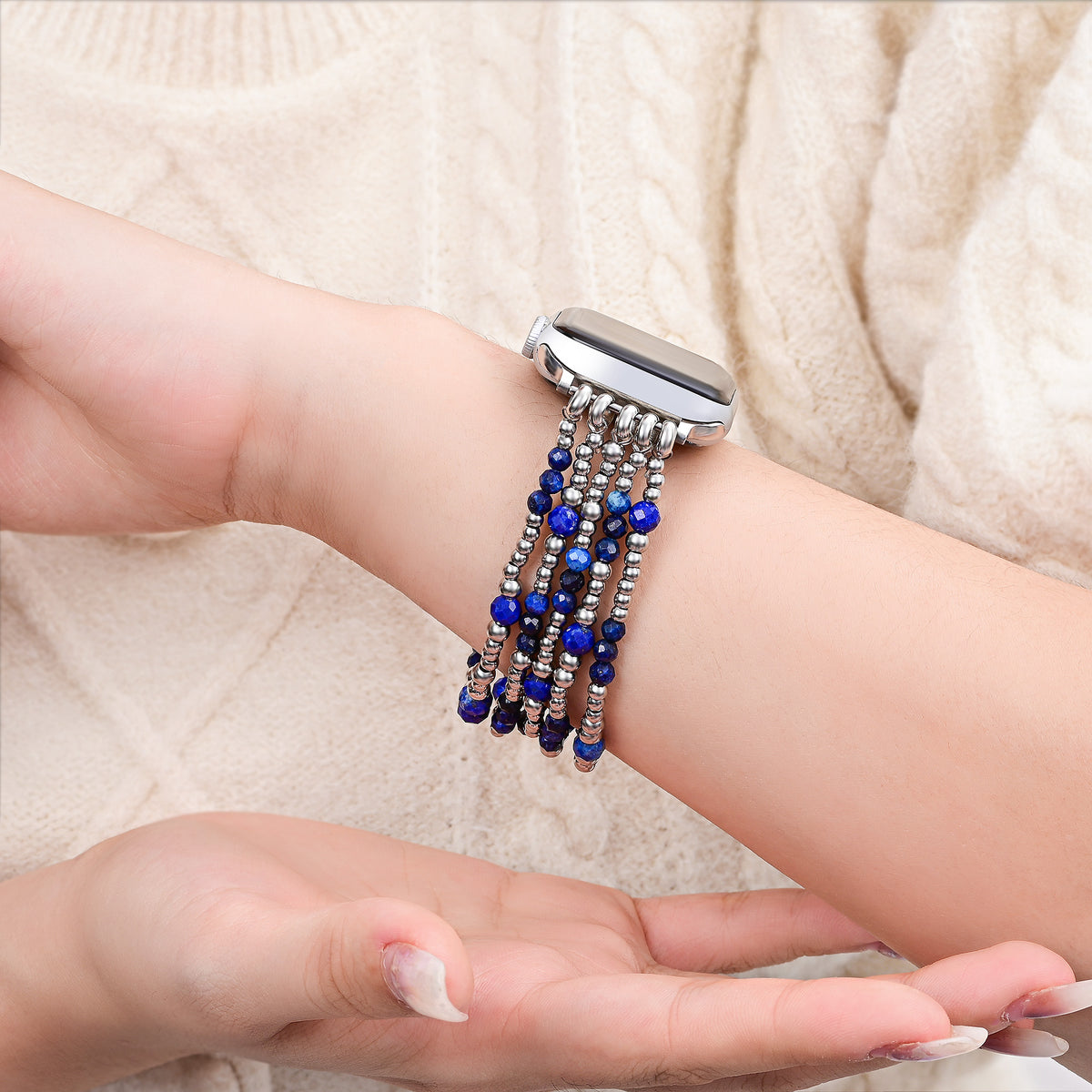 Azure Serenity Silver Stretch Apple Watch ストラップ