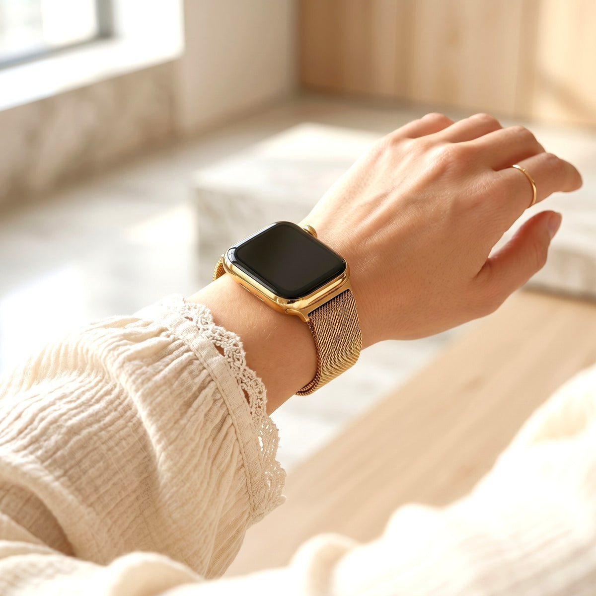 ゴールデンスチール高級伸縮Apple Watchストラップ