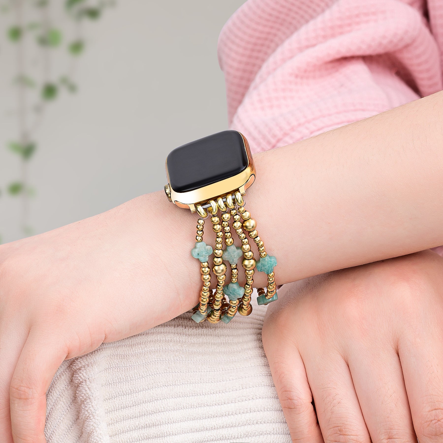 穏やかなブルークロスストレッチApple Watchストラップ