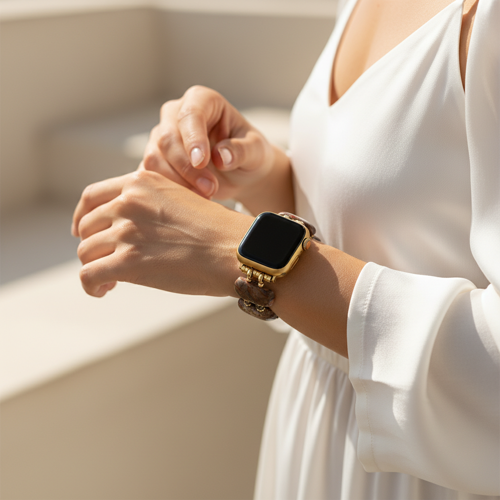 砂漠の地平線瑪瑙伸縮式Apple Watchバンド