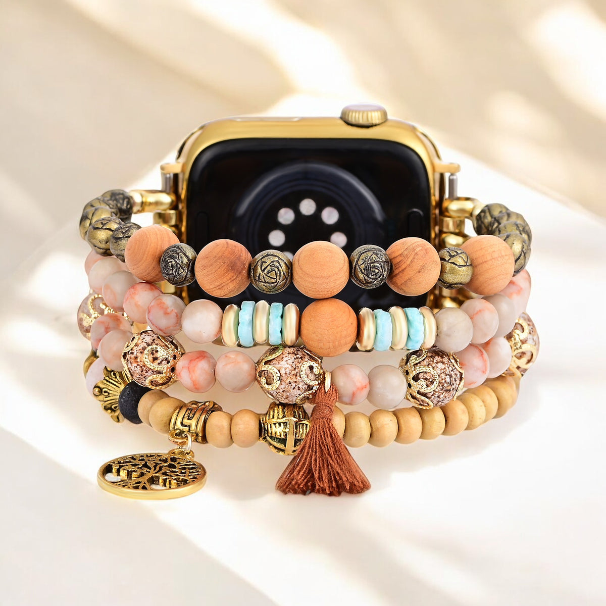 ゴールデンツリーオブライフジャスパーストレッチウォッチストラップ