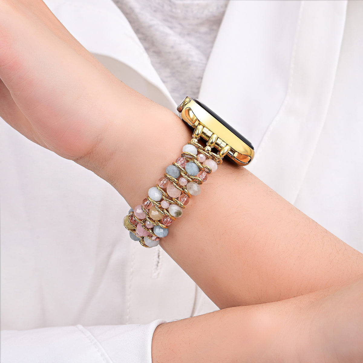 ゴールデン ドーン 編み込みストレッチ Apple Watch ストラップ