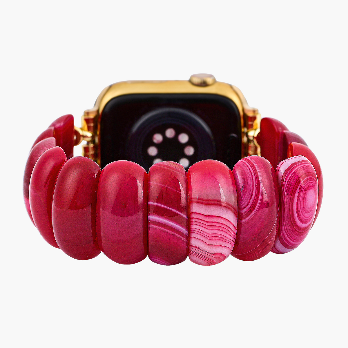 クリムゾンミラージュアゲートストレッチApple Watchストラップ