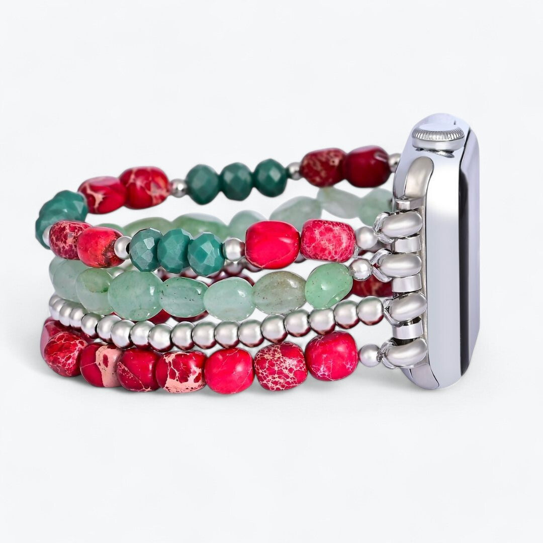 エバーグリーンシルバーエレガンスクリスマスApple Watchストラップ