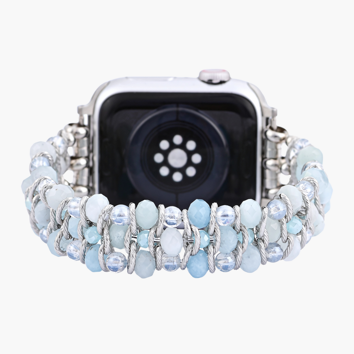 アクアマリン サファイア 編み込み Apple Watch ストラップ