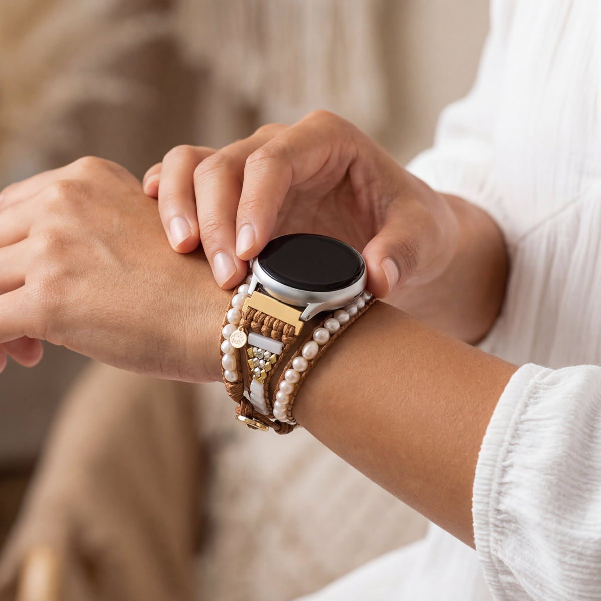 淡水パール Samsung Galaxy Watch ストラップ