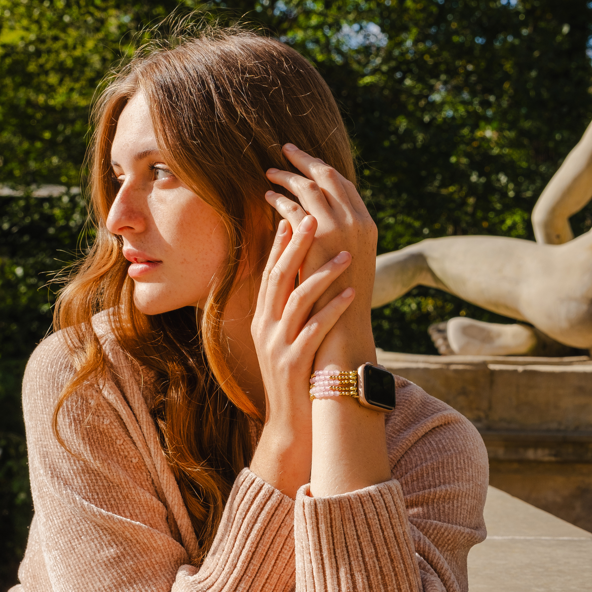 ローズクォーツ ラディアンス ストレッチ Apple Watch ストラップ