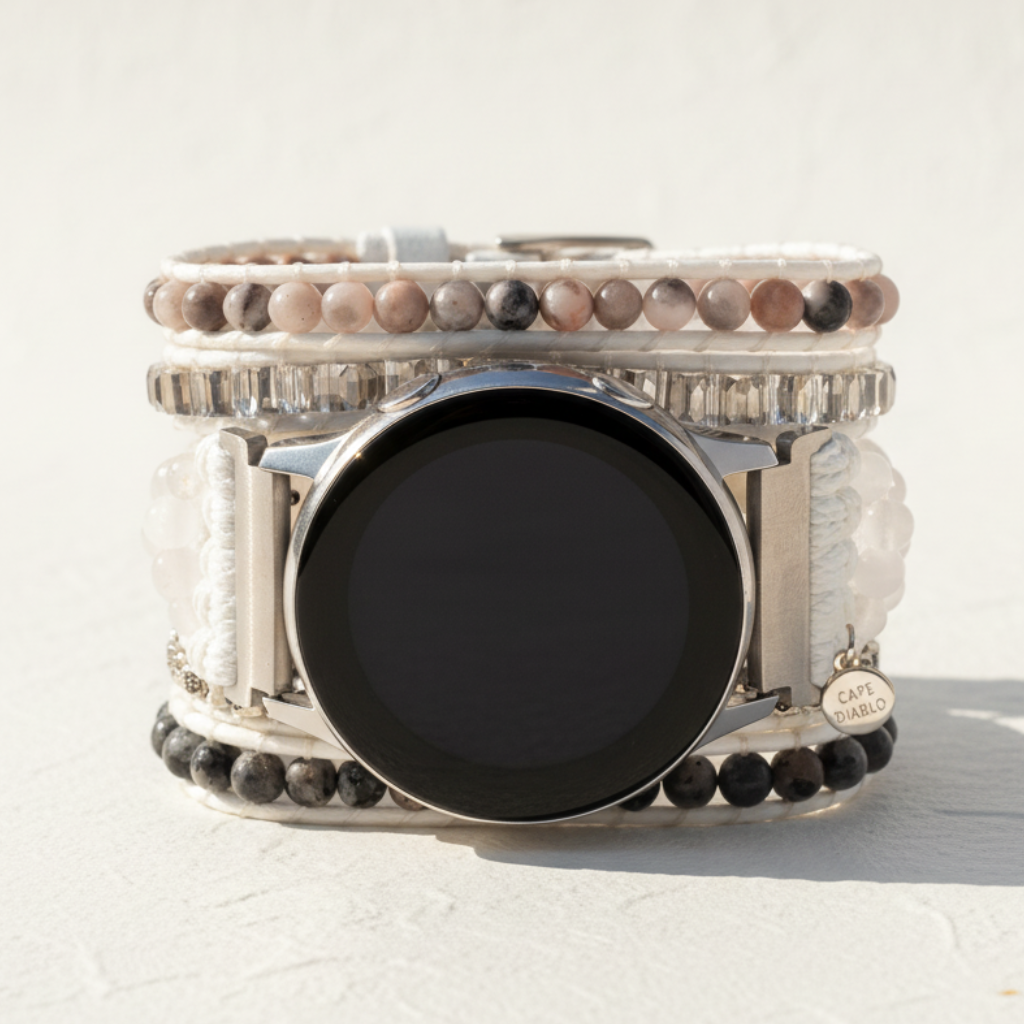 ホワイトラブラドライト Samsung Galaxy Watch ストラップ