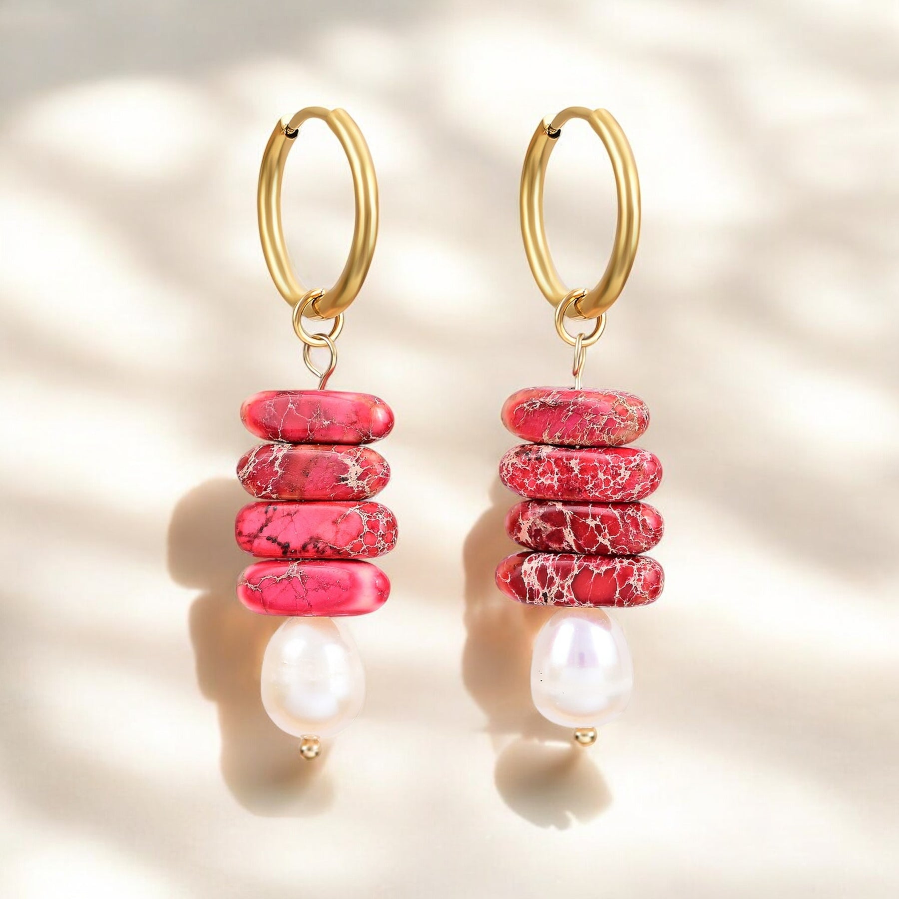 オーシャンブリス パール&ジェイドジャスパー フープドロップス