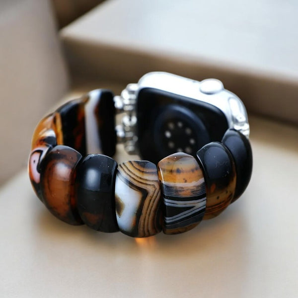 ボヘミアンオニキスエレガンスストレッチApple Watchストラップ