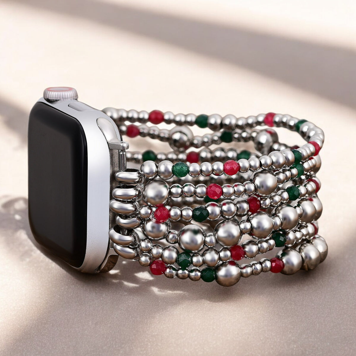 クリスマス シルバー マジック ストレッチ Apple Watch ストラップ