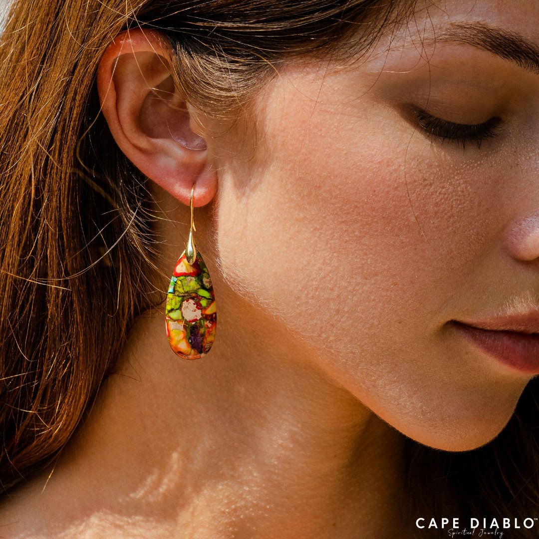 Intense Jasper Teardrop Earrings - Cape Diablo