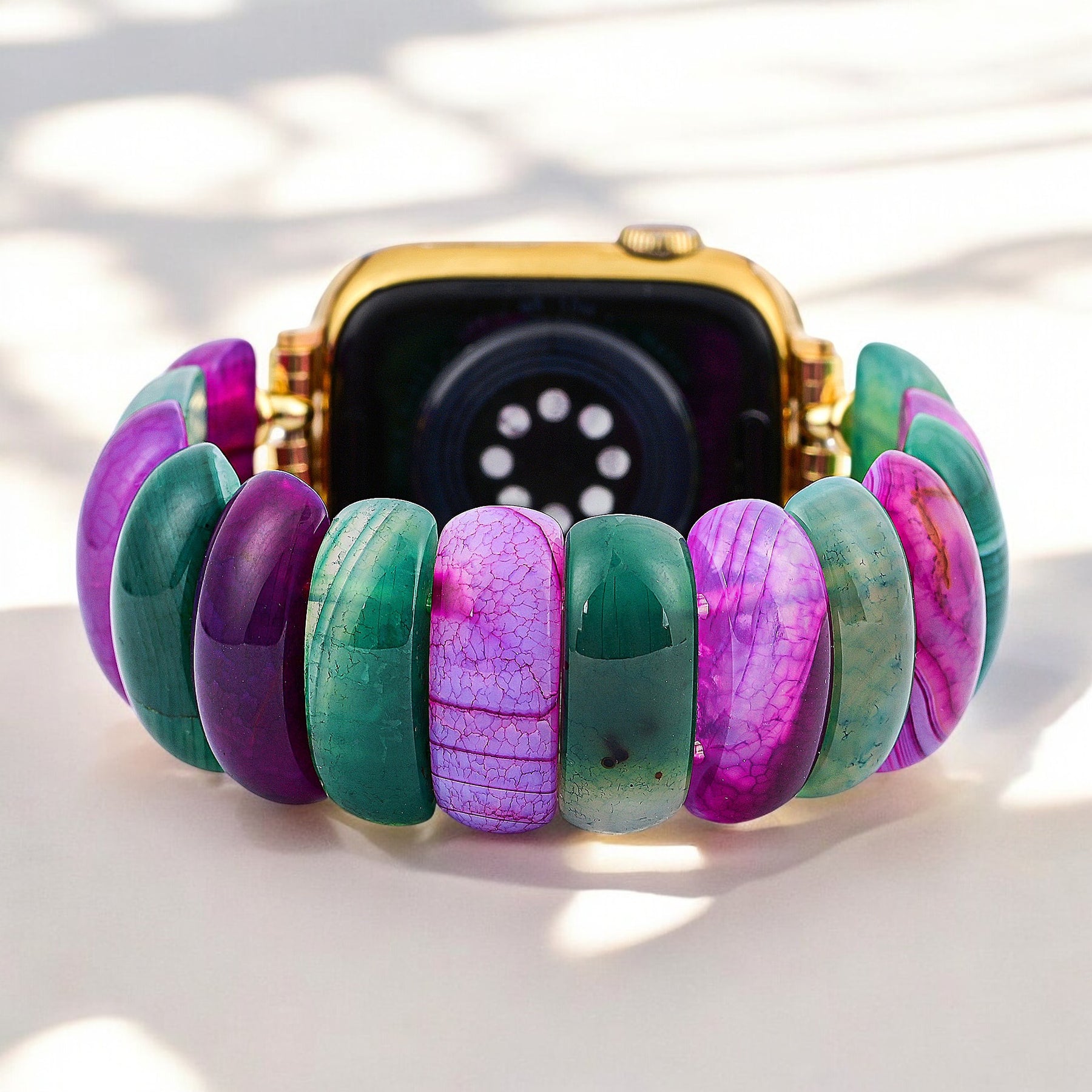 ボヘミアンジュエルアゲートストレッチApple Watchストラップ