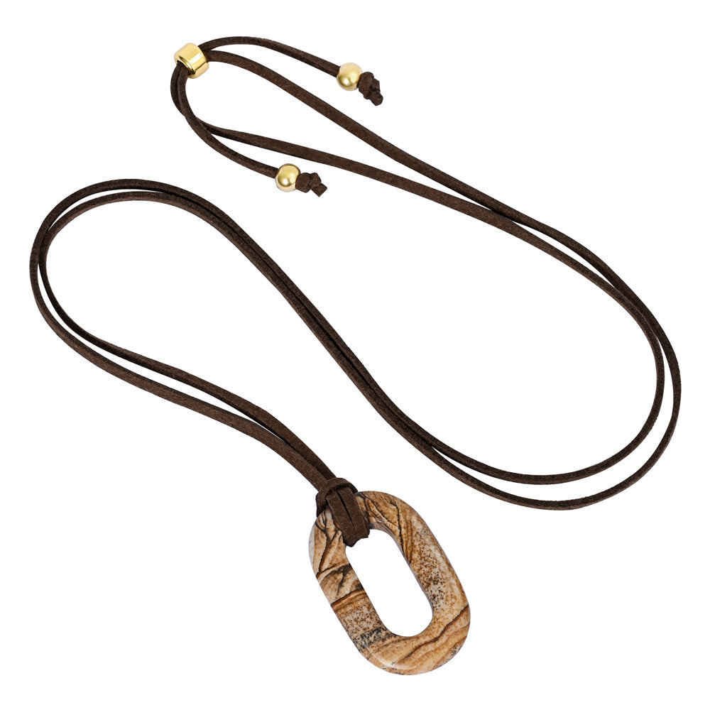 スエード ピクチャーストーン セレニティ ネックレス