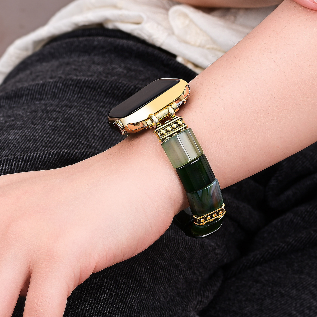 エバーグリーン セレニティ アゲート ストレッチ Apple Watch ストラップ