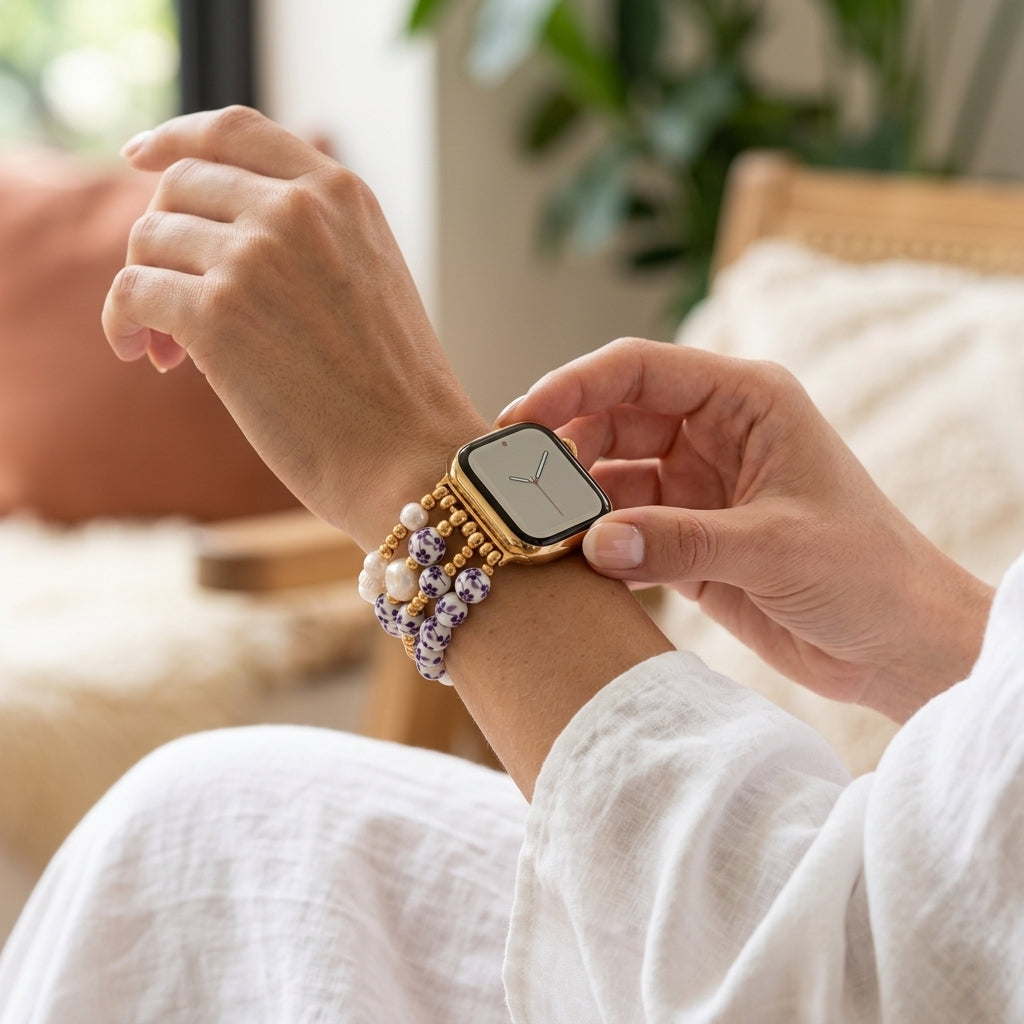 ポーセリンガーデン バイオレットブルーム Apple Watch ストラップ