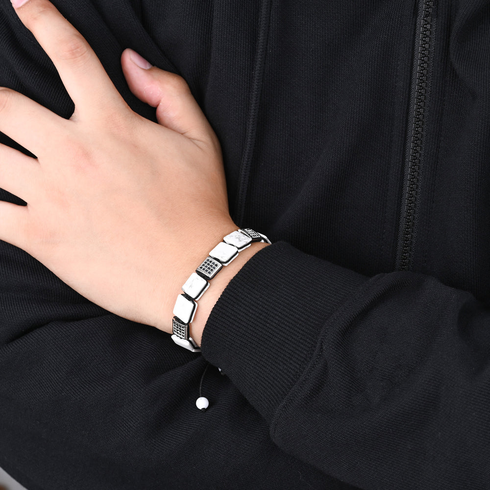 メンズ ホワイト ターコイズ ブレスレット