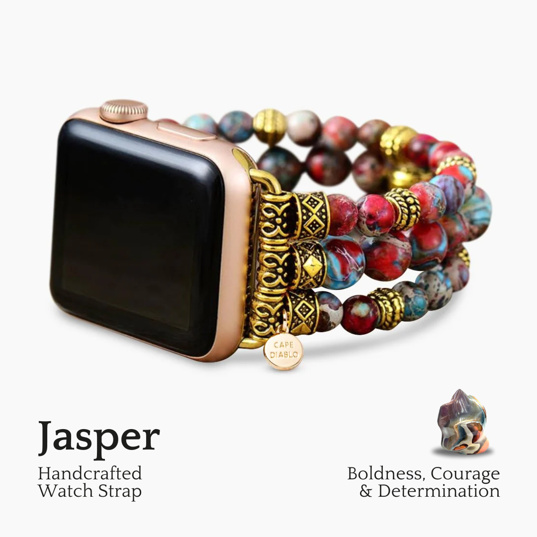 クリムゾンジャスパーストレッチApple Watchストラップ