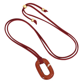 スエードレッドストーンセレニティネックレス