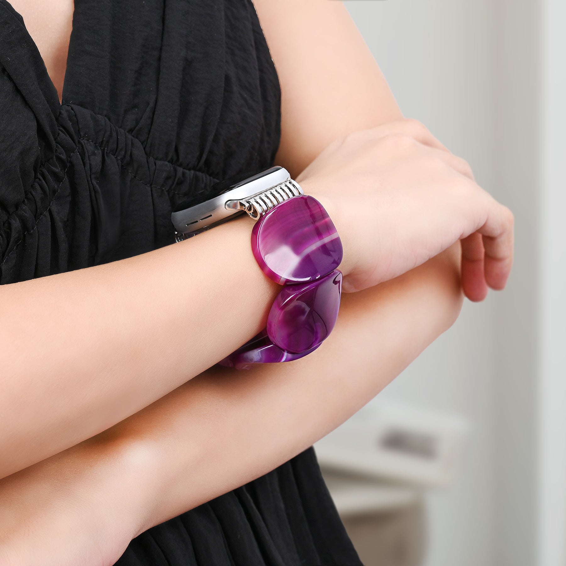 ミスティックプラムアゲートストレッチ Apple Watch ストラップ