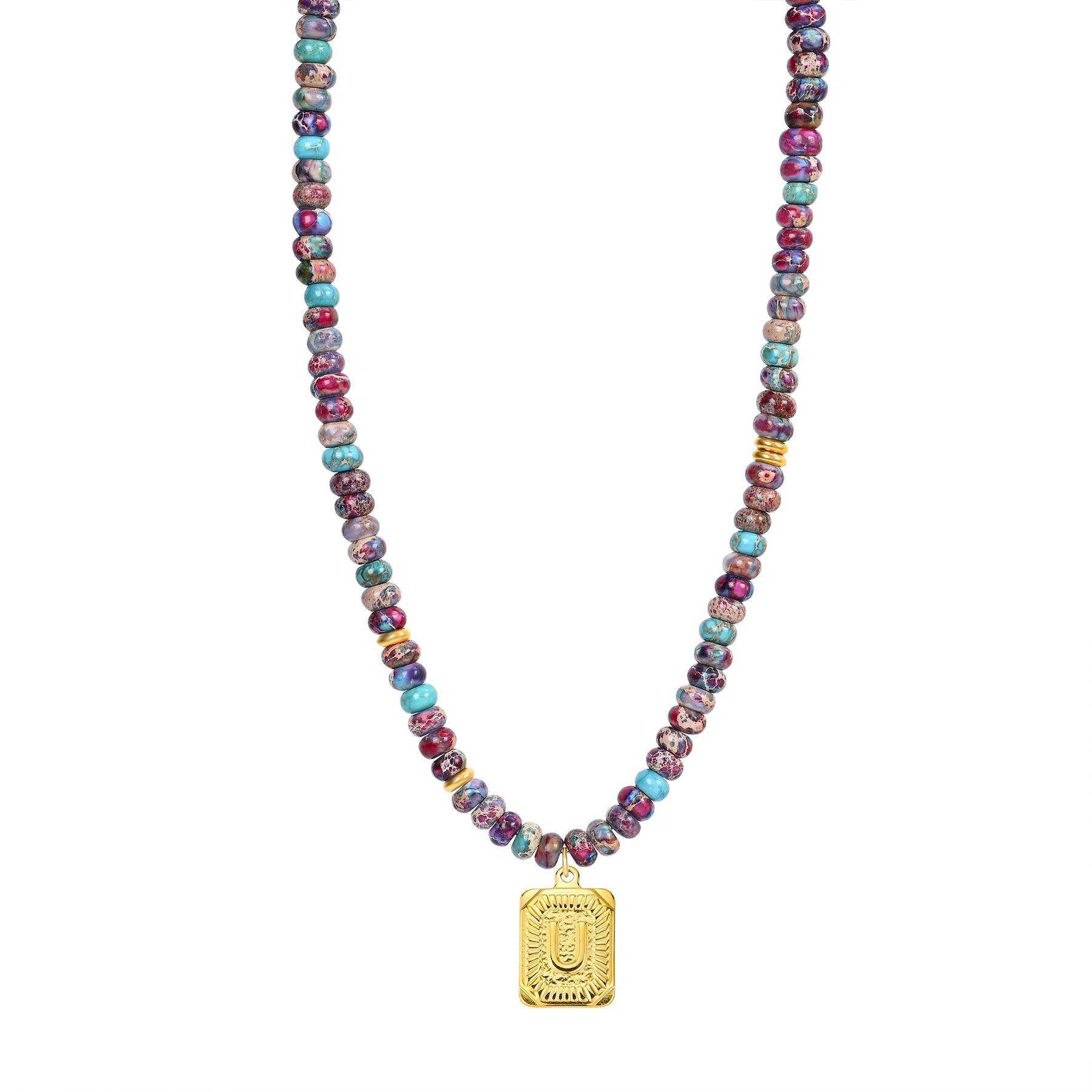 ブルーインペリアルジャスパー レターネックレス