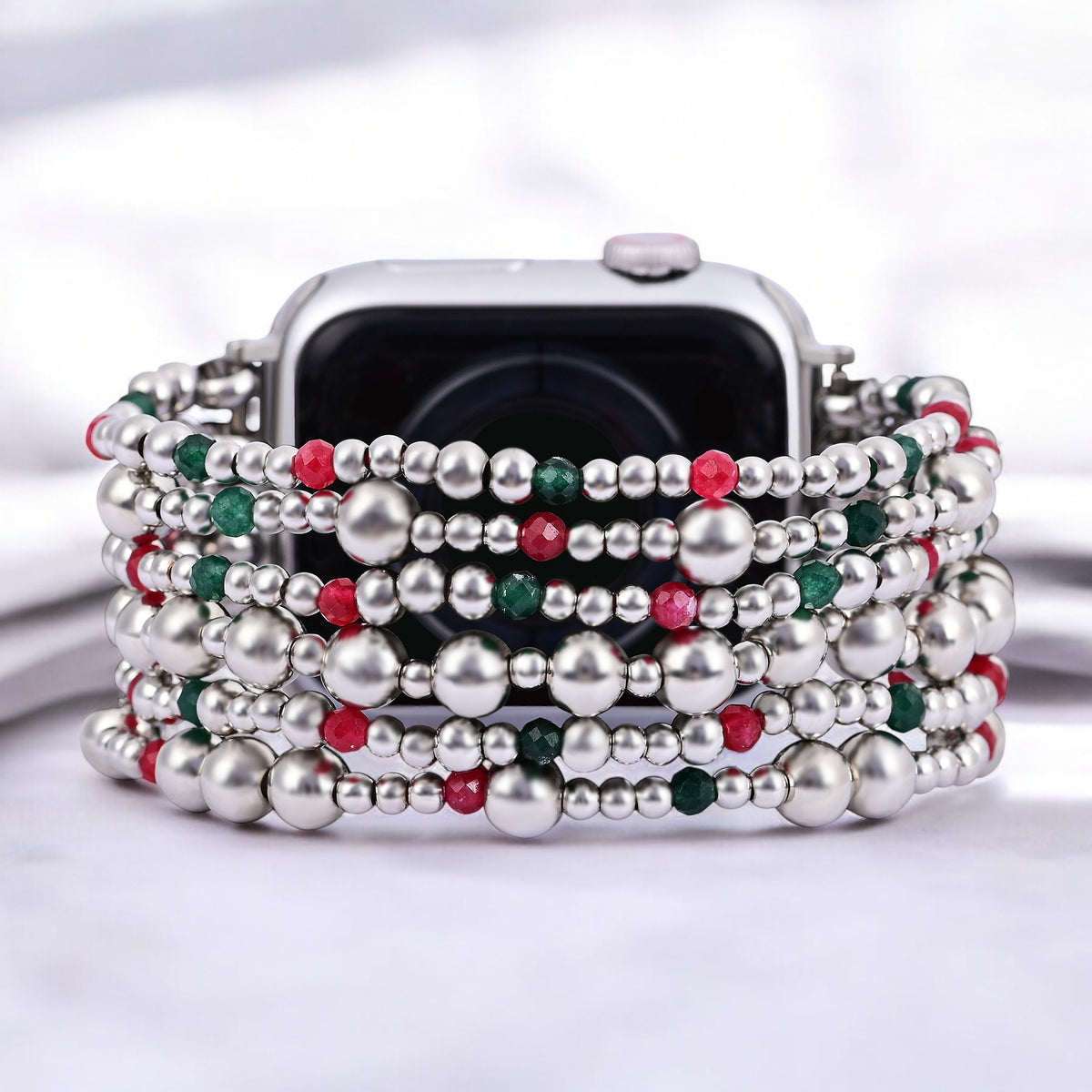 クリスマス シルバー マジック ストレッチ Apple Watch ストラップ