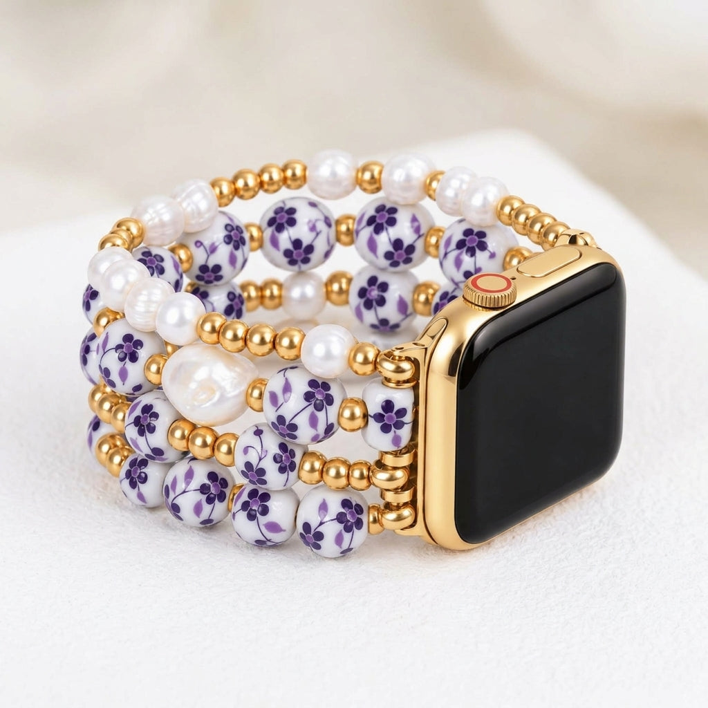 ポーセリンガーデン バイオレットブルーム Apple Watch ストラップ