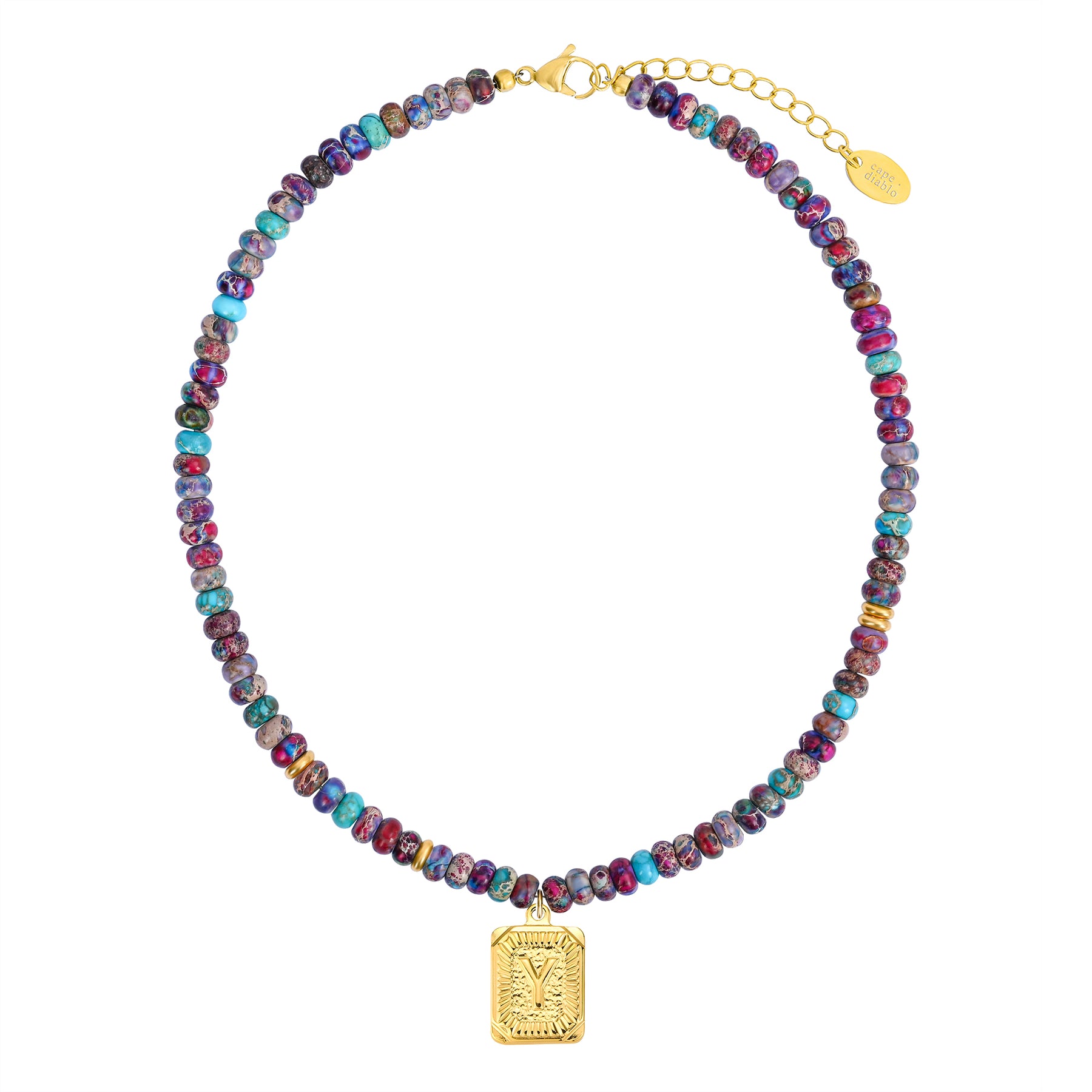 ブルーインペリアルジャスパー レターネックレス