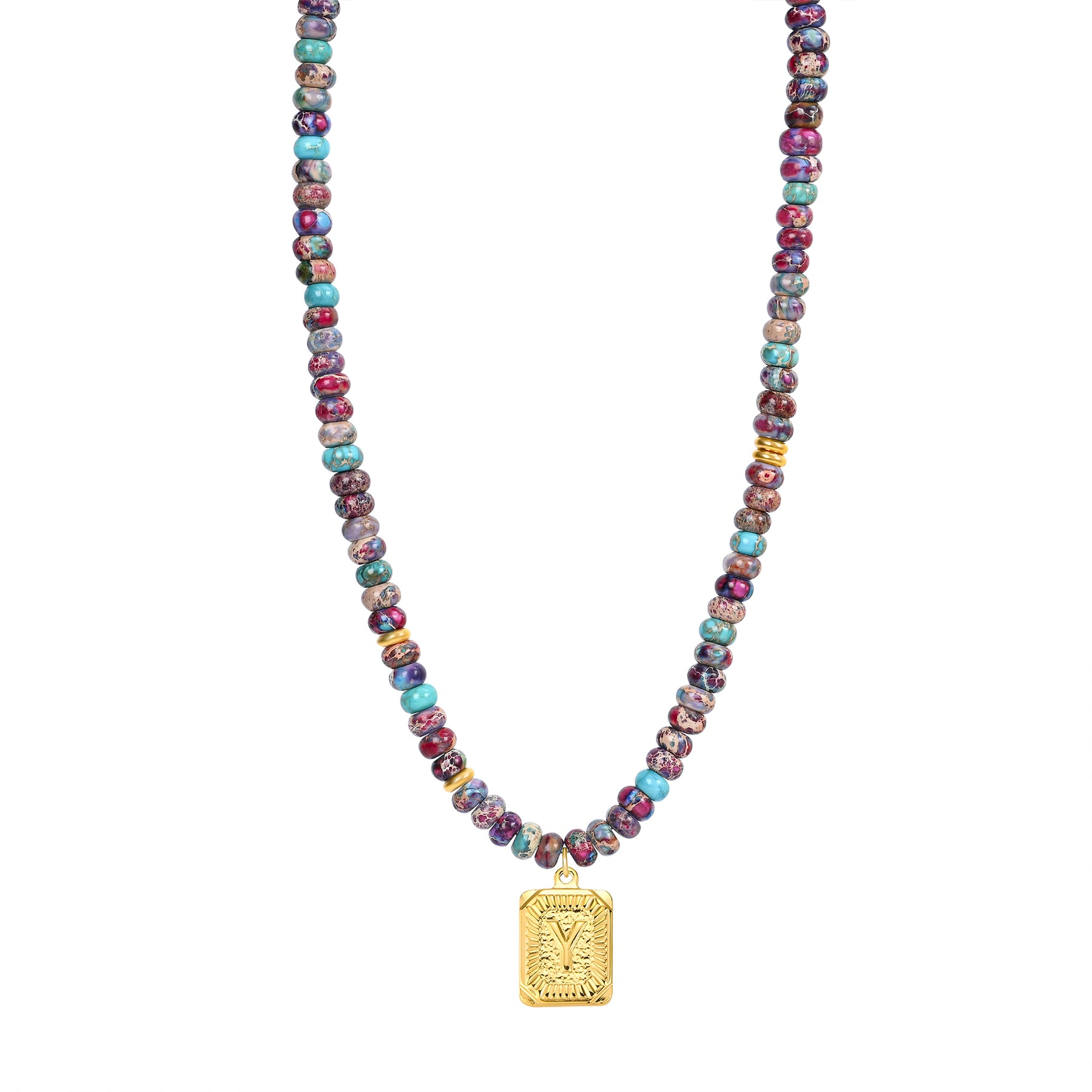 ブルーインペリアルジャスパー レターネックレス