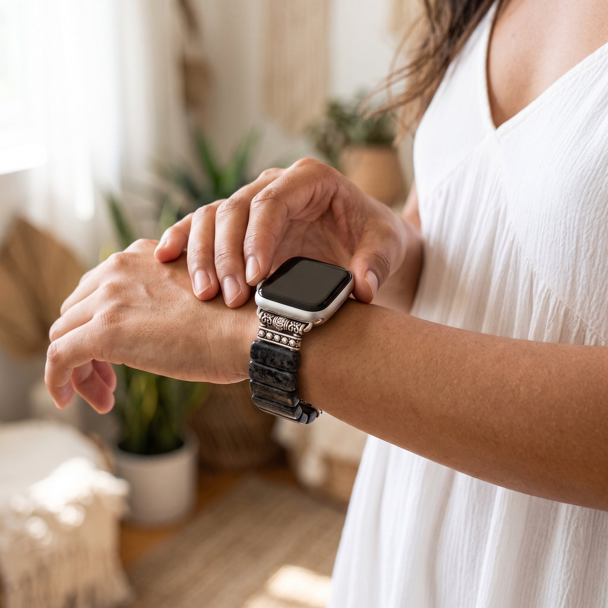 ミッドナイトジャスパー ストレッチ Apple Watch ストラップ