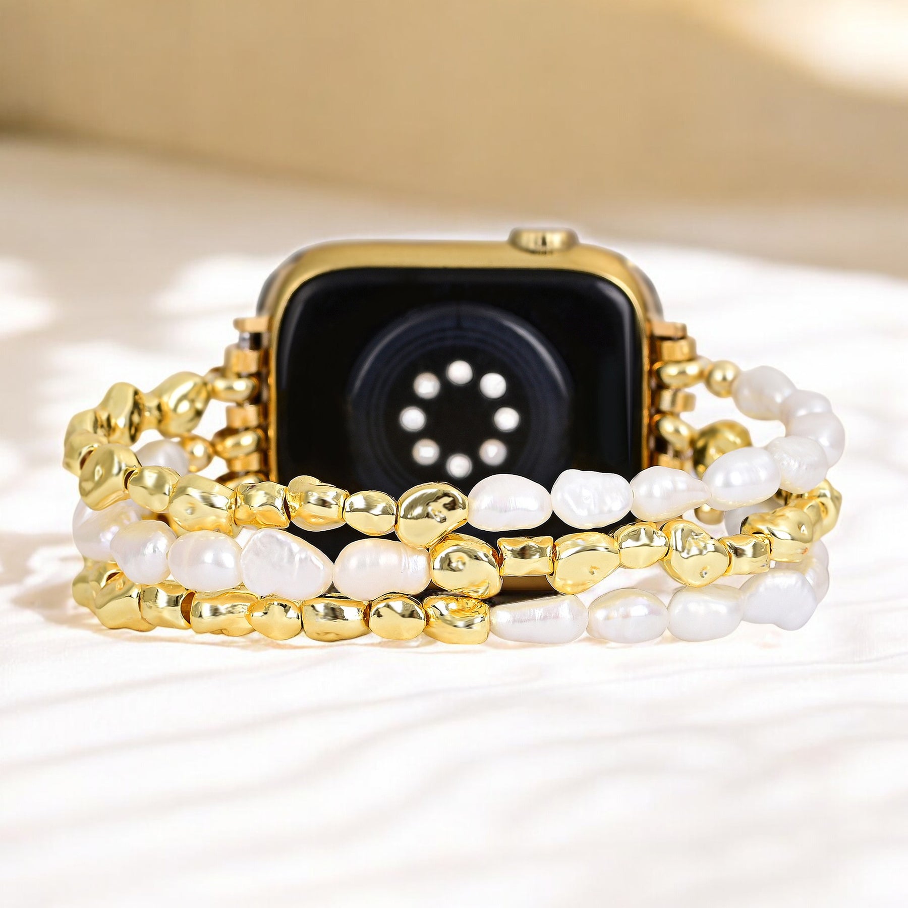 ゴールデンパールストレッチApple Watchストラップ
