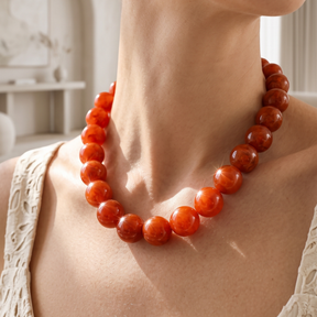 チャンキーな赤いビーズのネックレス