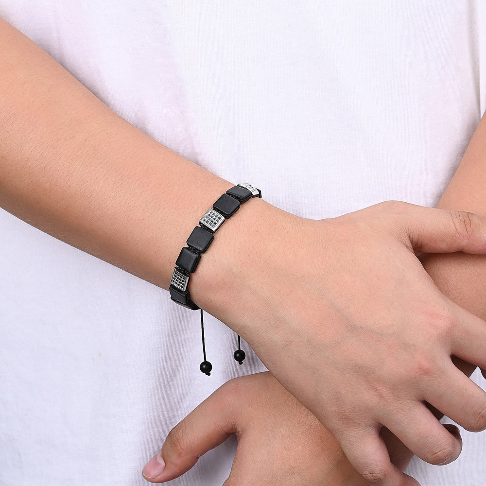 メンズ ブラックストーン ブレスレット