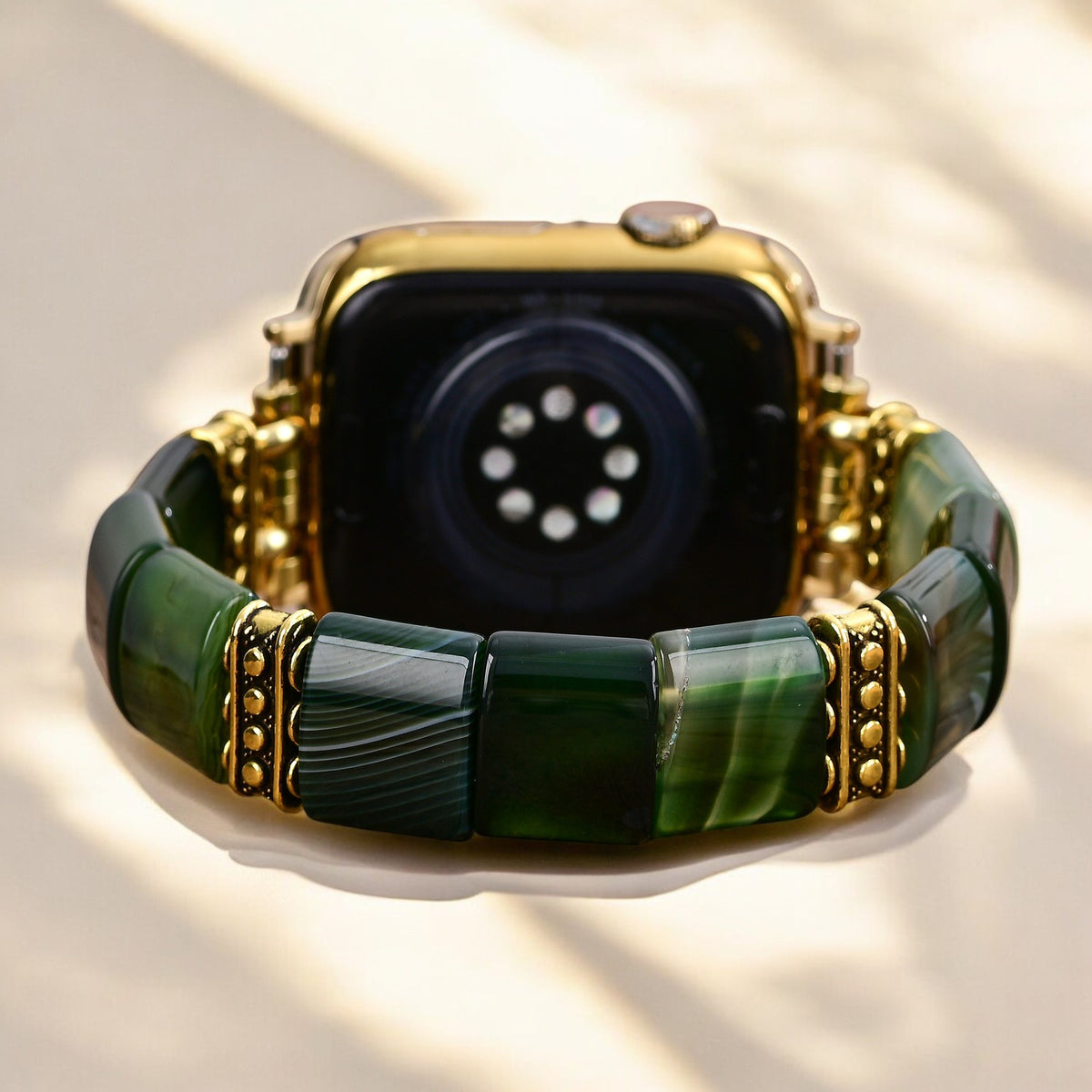 エバーグリーン セレニティ アゲート ストレッチ Apple Watch ストラップ