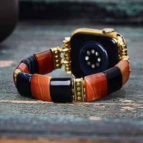 ハロウィンの幽霊ストライプ Apple Watch ストラップ