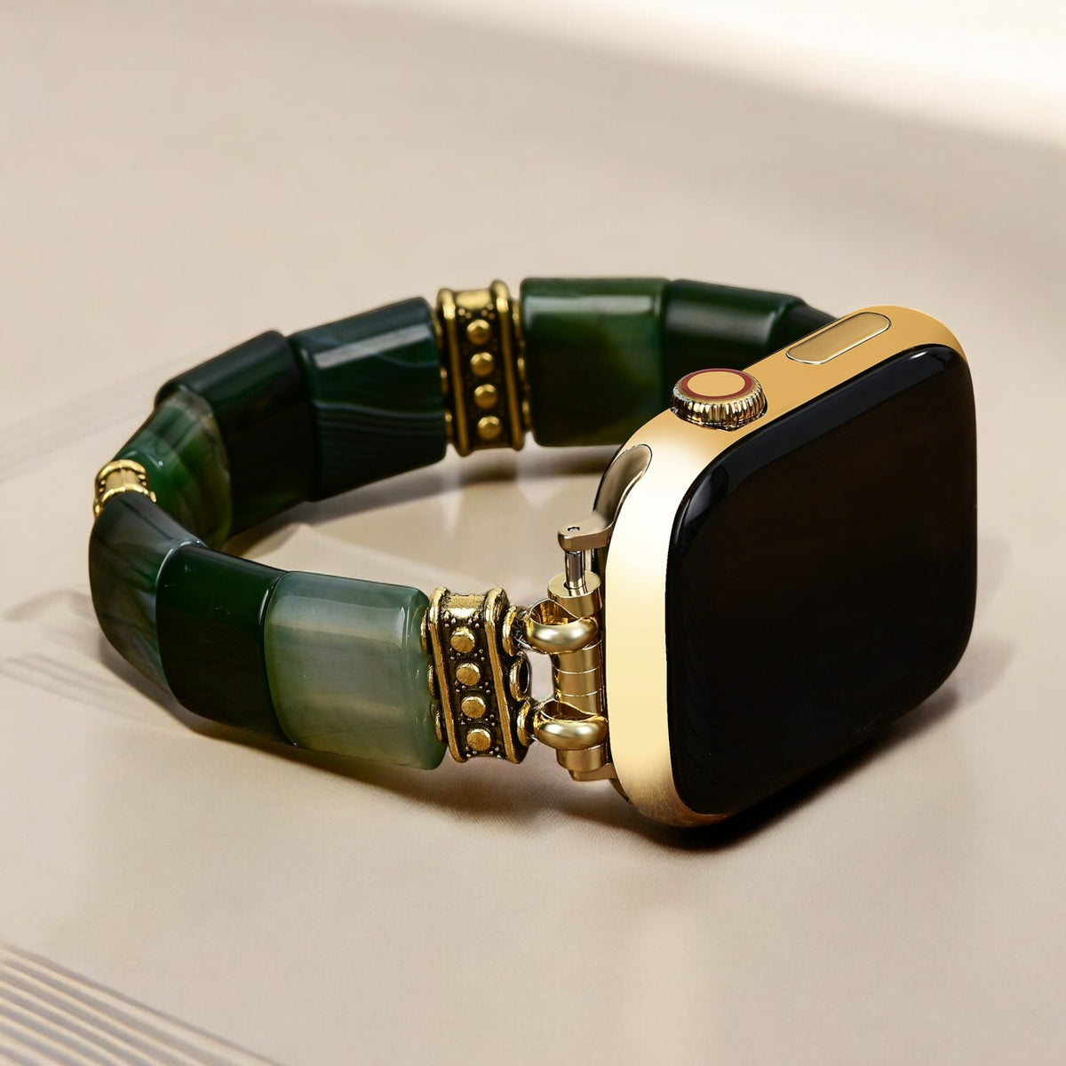 エバーグリーン セレニティ アゲート ストレッチ Apple Watch ストラップ