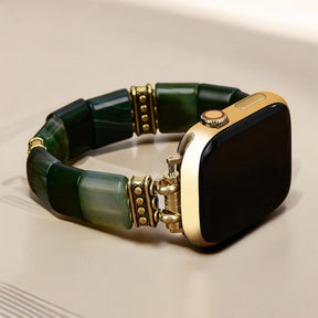 エバーグリーン セレニティ アゲート ストレッチ Apple Watch ストラップ