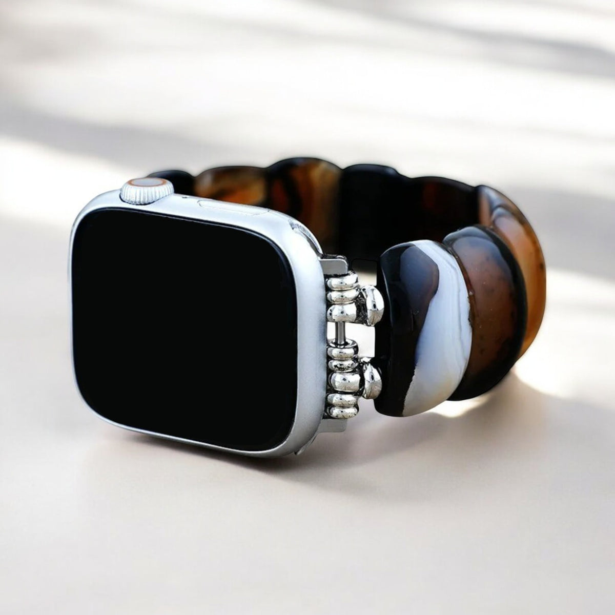 ボヘミアンオニキスエレガンスストレッチApple Watchストラップ