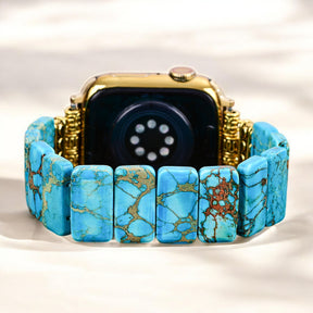 ターコイズ・チベタンジャスパー伸縮性Apple Watchストラップ