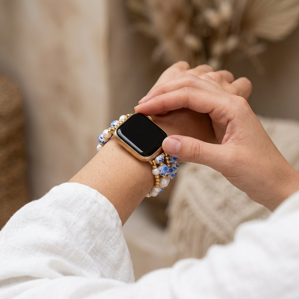 ポーセリンガーデン ブルーブロッサム Apple Watch ストラップ