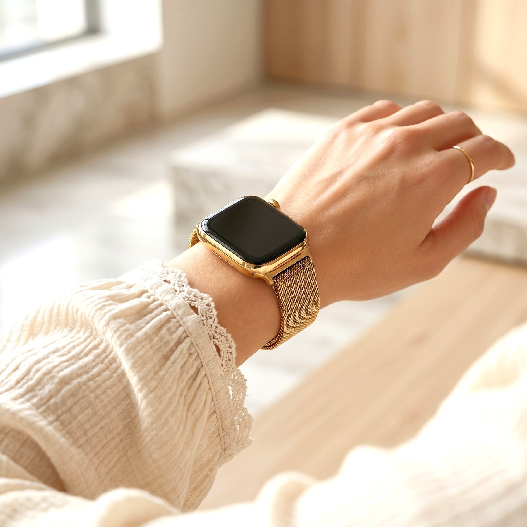 ゴールデンスチール高級伸縮Apple Watchストラップ